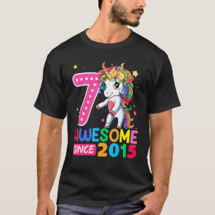 Dabbing Unicorn Awesome Since 2015 7th Birthday Gi T-Shirt
