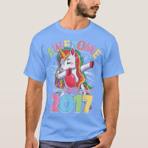 Dabbing unicorn awesome since 2017 girl's birthda T-Shirt