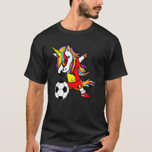 Dabbing Unicorn Belgium Football  Belgian Flag Soc T-Shirt