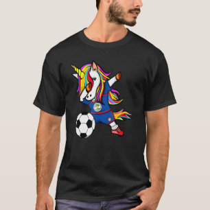Dabbing Unicorn Belise Football Belizean Flag Socc T-Shirt