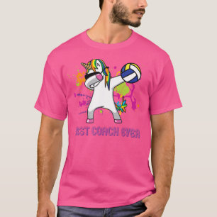 Dabbing Unicorn Best Coach Ever Volleyball T-Shirt