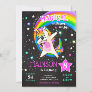 Dabbing Unicorn Birthday Invitation