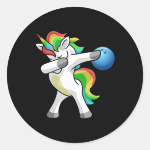 Dabbing Unicorn Bowling Bowler Funny Dab Dance Rai Classic Round Sticker