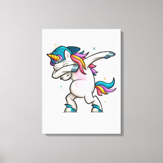 Dabbing Unicorn Canvas Print (Front)