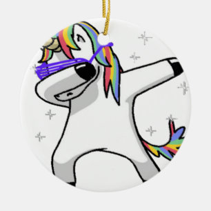 Dabbing Unicorn Ceramic Tree Decoration