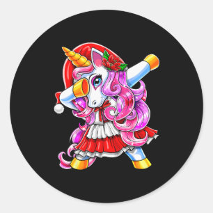 Dabbing Unicorn Christmas Santa Costume Unicorn Gi Classic Round Sticker