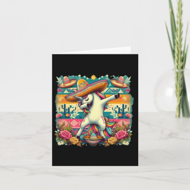 Dabbing Unicorn Cinco De Mayo  Card (Front)