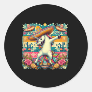 Dabbing Unicorn Cinco De Mayo Classic Round Sticker