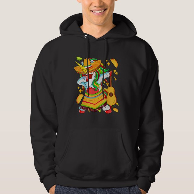 Dabbing Unicorn Cinco de Mayo for Kids Girls Women Hoodie (Front)