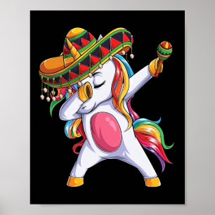 Dabbing Unicorn Cinco De Mayo Kids Girls Women Mex Poster