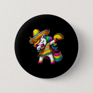 Dabbing Unicorn Cinco De Mayo Mexican Party Fiesta 6 Cm Round Badge