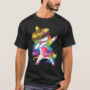Dabbing Unicorn  Cinco De Mayo Women Rainbow Sombr T-Shirt