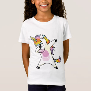 Dabbing Unicorn Cute Rainbow Birthday Girl T-Shirt