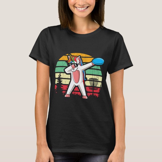 Dabbing Unicorn Dab Frisbee Disc Golf Girls Unicor T-Shirt (Front)