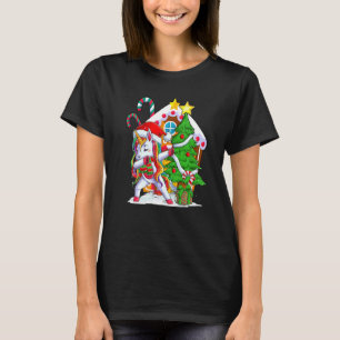 Dabbing unicorn decorate the tree lights candy hou T-Shirt