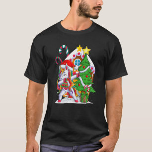 Dabbing unicorn decorate the tree lights candy hou T-Shirt
