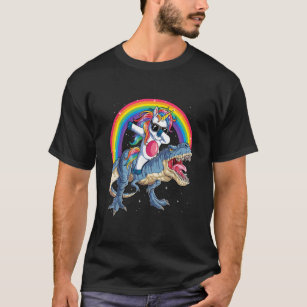 Dabbing Unicorn Dinosaur T rex Boys Girls Rainbow  T-Shirt