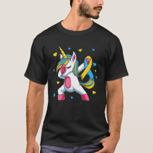 Dabbing Unicorn Down Syndrome , Girls Extra Chromo T-Shirt