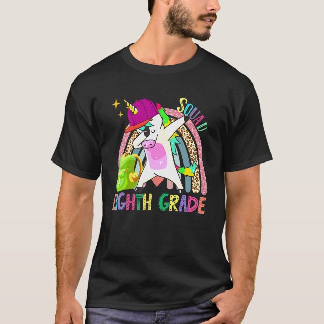 Dabbing Unicorn Eighth Grade 8th Grade Rainbow Tea T-Shirt (Front)