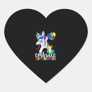 Dabbing Unicorn Embrace Differences Boys Girls Kid Heart Sticker
