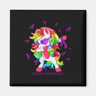 Dabbing Unicorn Epilepsy Awareness Ribbon Gifts Magnet