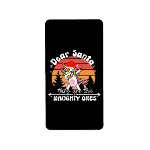  Dabbing Unicorn Funny Christmas Label