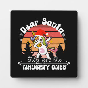 Dabbing Unicorn Funny Christmas Plaque