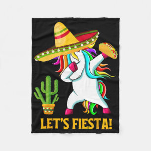 Dabbing Unicorn Funny Cinco De Mayo Kids Girls Let Fleece Blanket