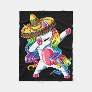 Dabbing Unicorn Funny Cinco De Mayo Women Rainbow Fleece Blanket