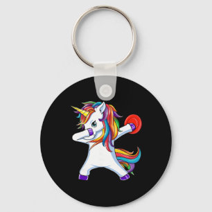 Dabbing Unicorn Funny Flying Disc Golf Player Key Ring