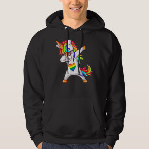 Dabbing Unicorn Gay Pride Lgbt Lesbian Rainbow Fla Hoodie