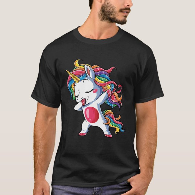 Dabbing Unicorn Girls Kids Rainbow Dab Dance Squad T-Shirt (Front)