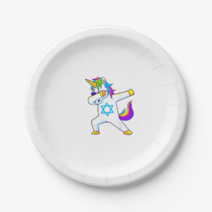 Dabbing Unicorn Hanukkah Jewish Dancing Chanukah K Paper Plate