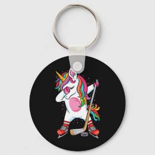 Dabbing Unicorn Ice Hockey Kids Boys Girls Funny I Key Ring