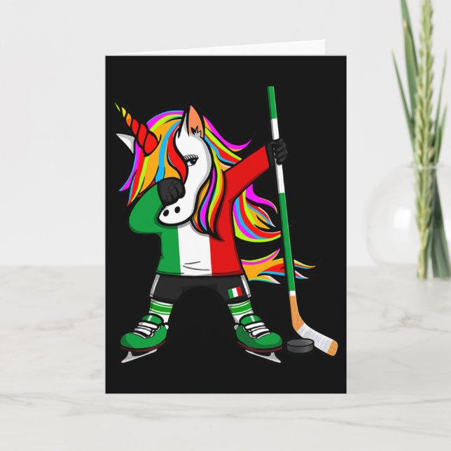 Dabbing Unicorn Italy Ice Hockey Fans Jersey Winte Card (Front)