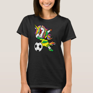 Dabbing Unicorn Jamaica Football Jamaican Flag Soc T-Shirt