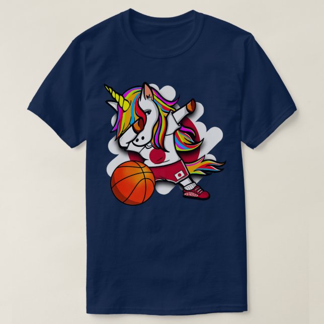 Dabbing Unicorn Japan Basketball Fans Jersey Japan T-Shirt (Design Front)