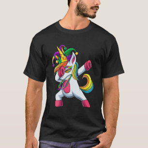 Dabbing Unicorn Jester Mardi Gras , Kids Girls T-Shirt