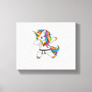 Dabbing Unicorn Karate Taekwondo Kids Girls Martia Canvas Print