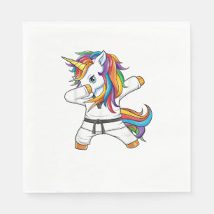 Dabbing Unicorn Karate Taekwondo Kids Girls Martia Napkin