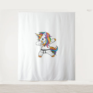 Dabbing Unicorn Karate Taekwondo Kids Girls Martia Tapestry