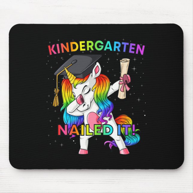 Dabbing Unicorn Kindergarten Nailed It Graduation  Mouse Mat (Front)