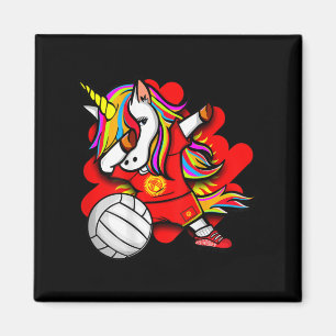 Dabbing Unicorn Kyrgyzstan Volleyball Fans Jersey Magnet