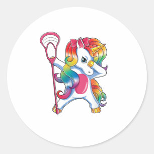 Dabbing Unicorn Lacrosse Funny Lax Player T-Shirt Classic Round Sticker