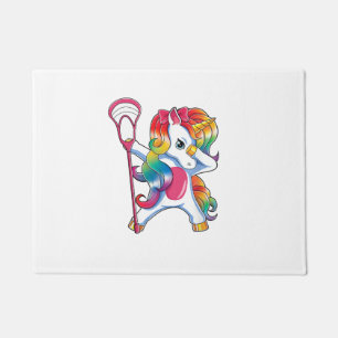 Dabbing Unicorn Lacrosse Funny Lax Player T-Shirt Doormat