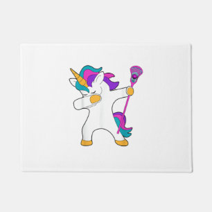 Dabbing Unicorn Lacrosse LAX Shirt Funny Tee Gift Doormat