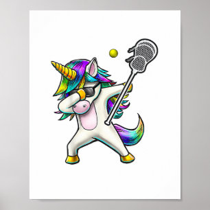 Dabbing Unicorn Lacrosse Shirt Kids Unicorn Gifts Poster