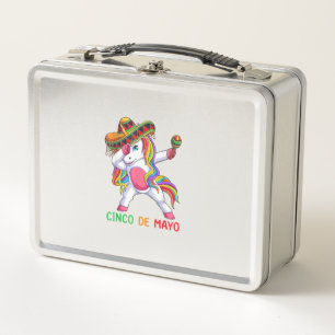 Dabbing Unicorn Let's Fiesta Cinco de Mayo Kids Gi Metal Lunch Box