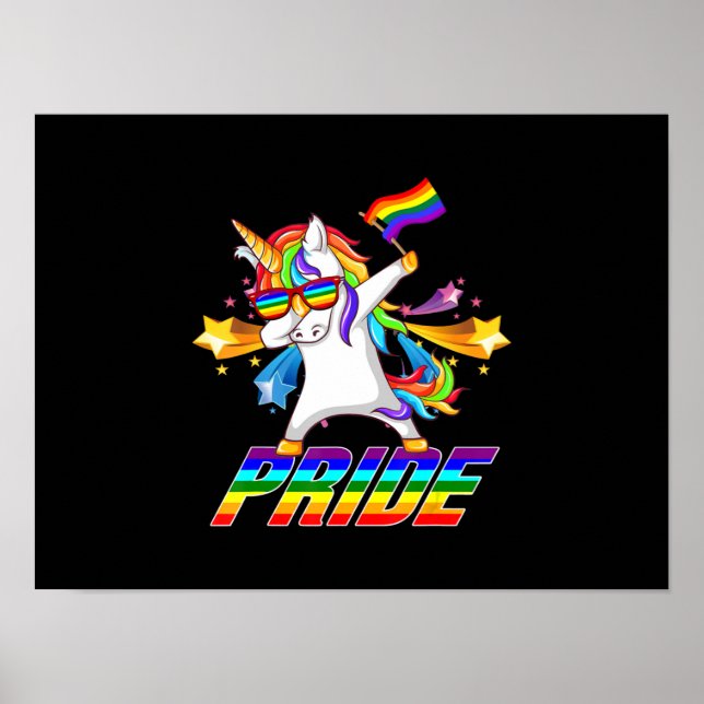 Dabbing Unicorn LGBT Gay Pride Poster (Front)