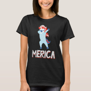 Dabbing Unicorn Merica Flag 4th Of July Independen T-Shirt